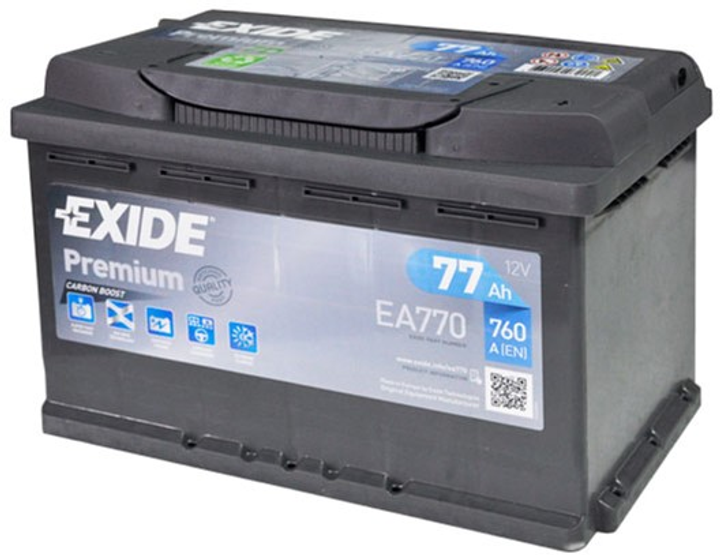 Автомобільний акумулятор Exide Premium 6СТ-77 (EA770) 77 А·год (-/+) Euro 760 А